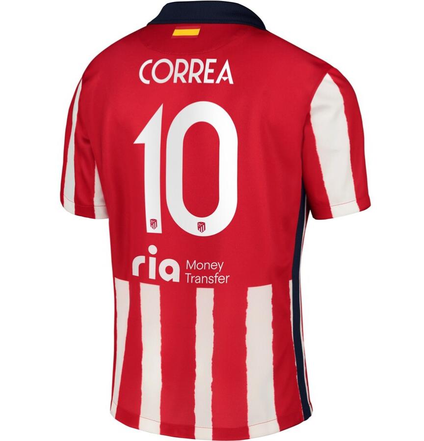 Atlético Madrid Metropolitano Home Kit Soccer Jersey with Correa 10 printing 2020/21